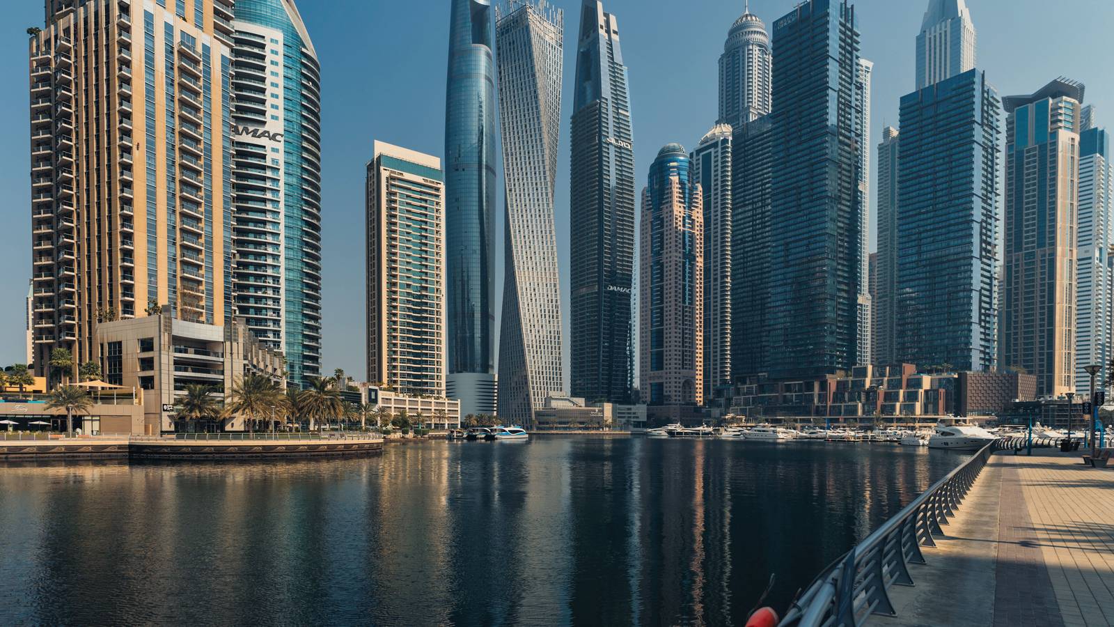 Dubai marina and waterfront at night with Allway Tour